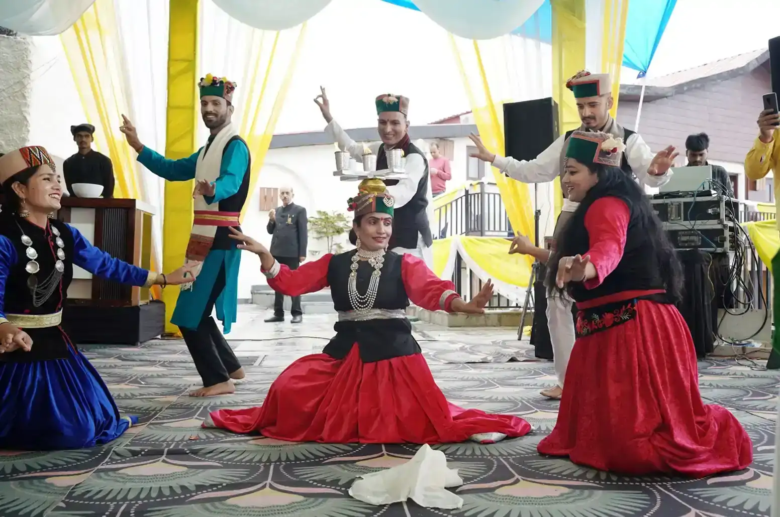Indian wedding portrait of bride and groom in traditional attire